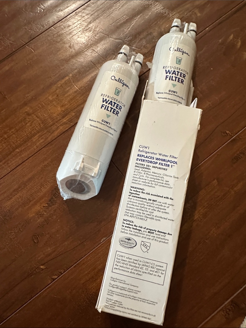 2 Culligan CUW1 Refrigerator Water Filter, Replacement for Whirlpool Everydrop